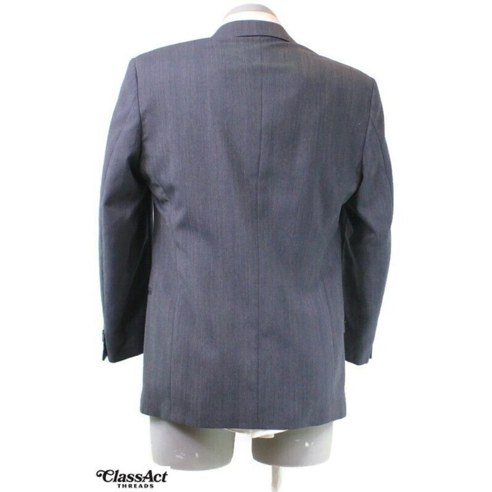 Haggar Gallery 2 Piece Suit Gray striped 2 Btn 40R Pleated Fronts 34" Waist - Picture 8 of 9